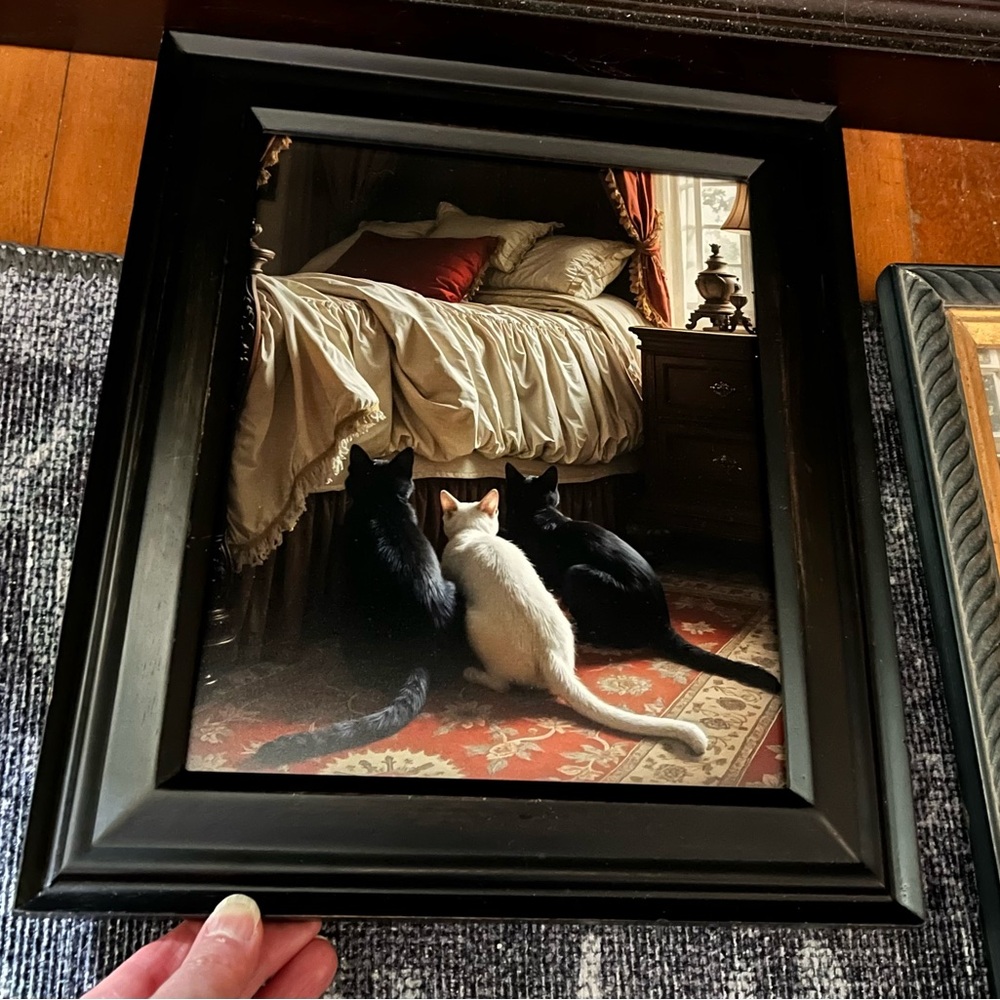 Elegant Black Framed Cat Art